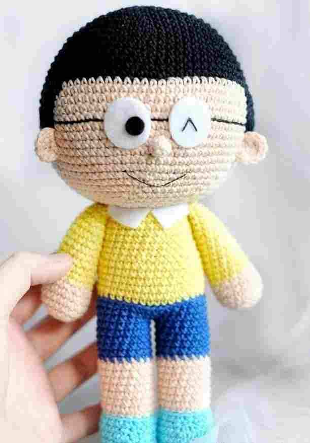 Handmade crochet nobita toy